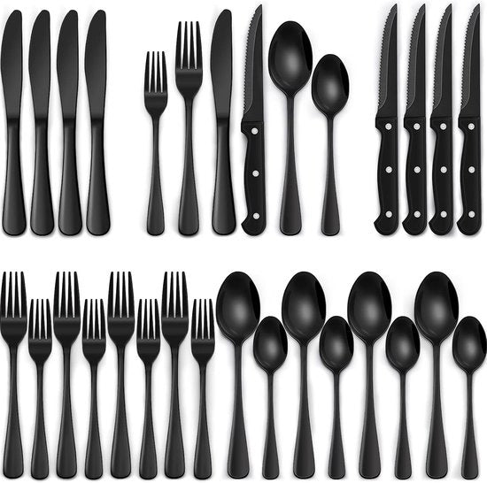Set da Cucina da 24 pezzi in Acciaio Inox con Coltelli per Steak - Completo per 4 Persone