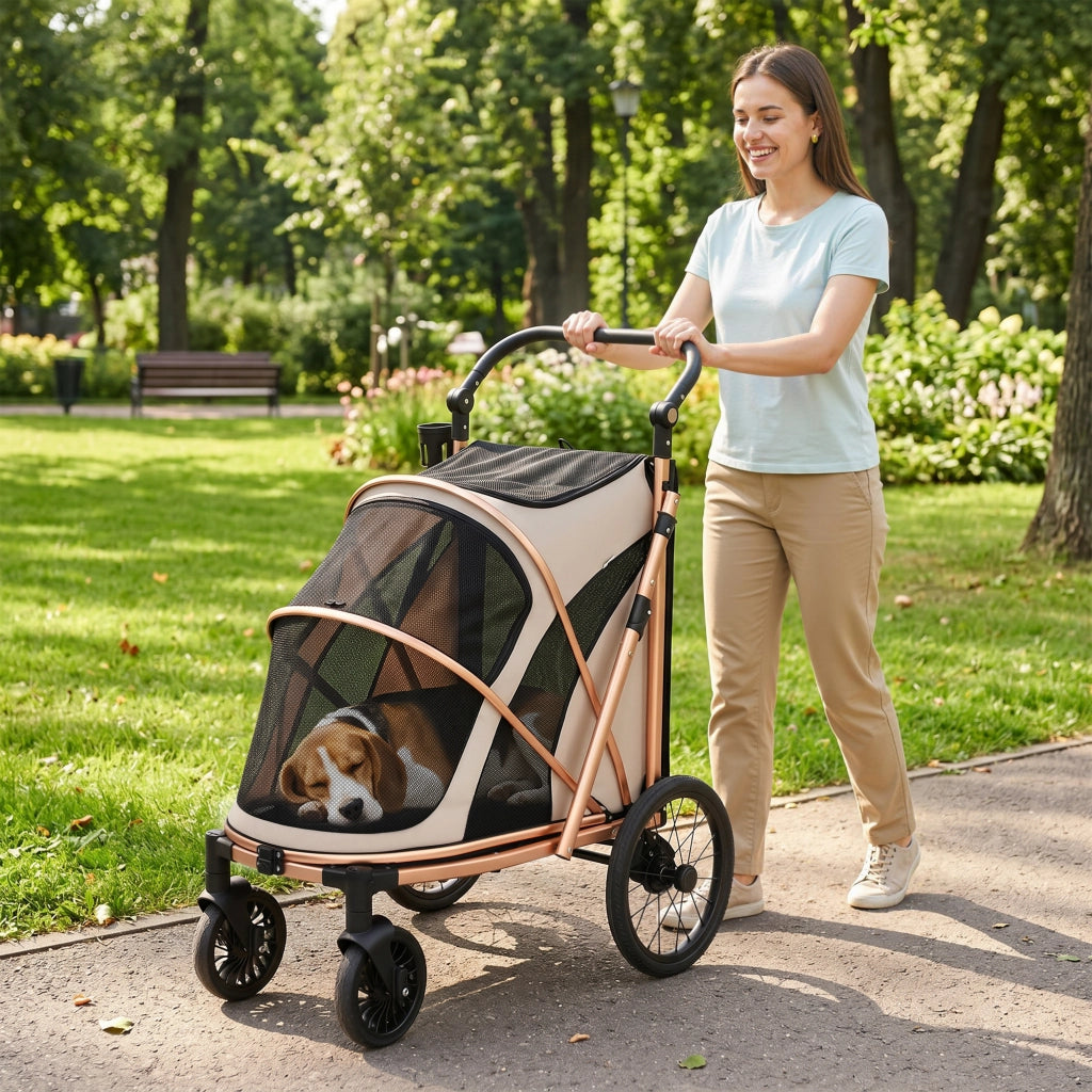 Carrello Pieghevole per Cani ¨C Minimal ¨C Marrone Chiaro 20 kg