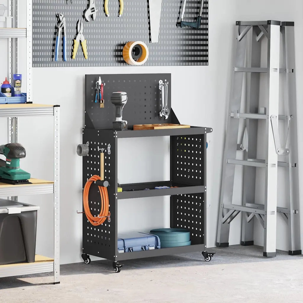 Carrello per Attrezzi con lo scaffale Nero 65 x 35 x 111 cm 874546