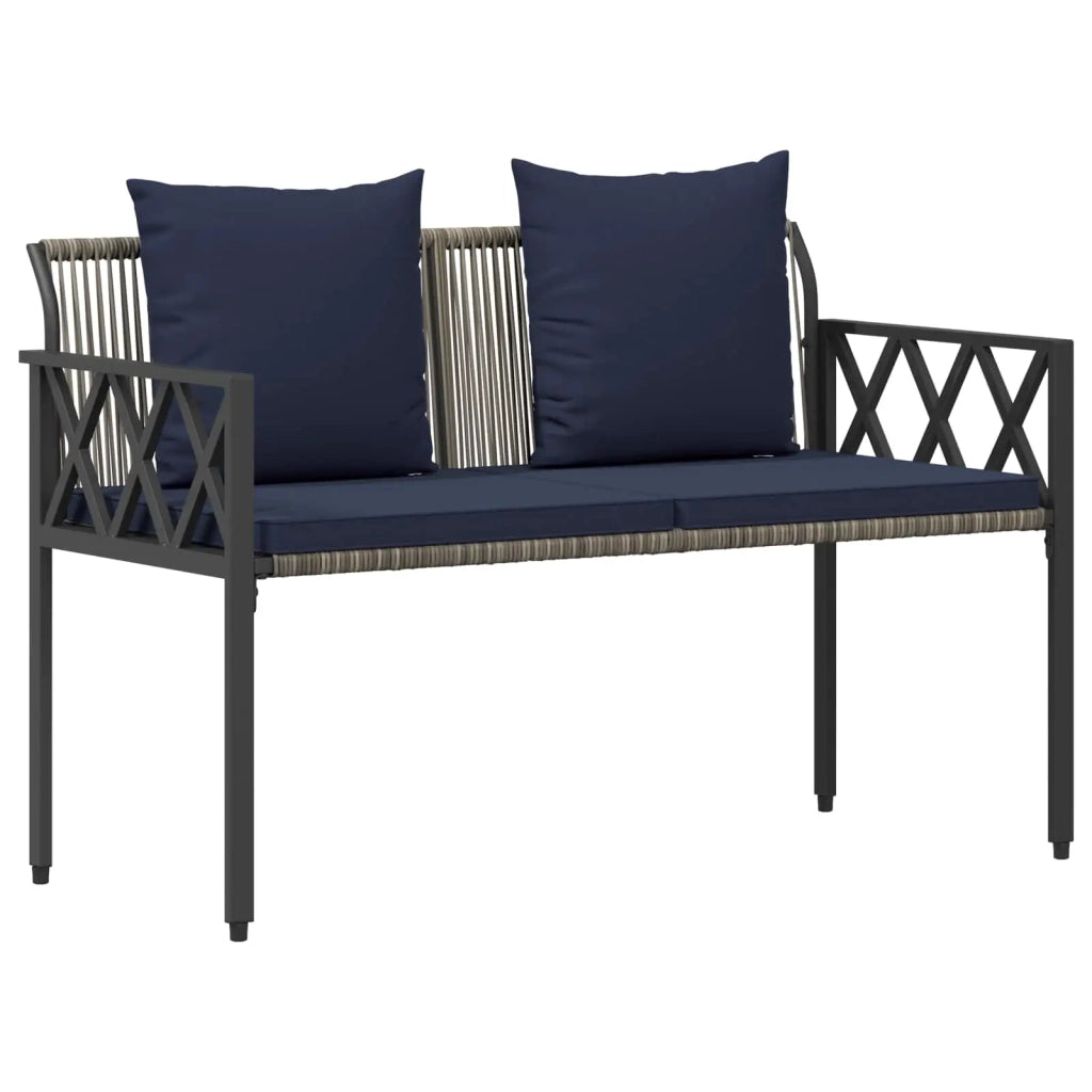 Set Mobili da Esterno 4 pcs Grigio e Blu Navy polyrattan 42025345