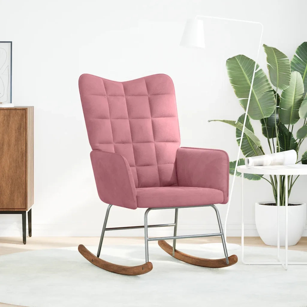 Sedia a Dondolo Rosa in Velluto 4016836