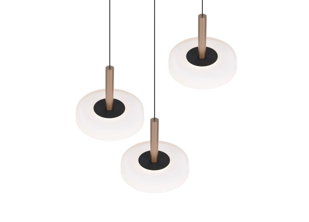 Sospensione LED Trio Celeste Ø35 bronzo 3 luci calda