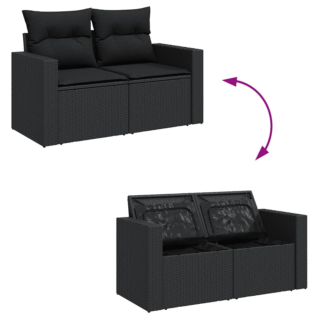 Set Divani da Giardino con Cuscini 8 pz Nero in Polyrattan 3325431
