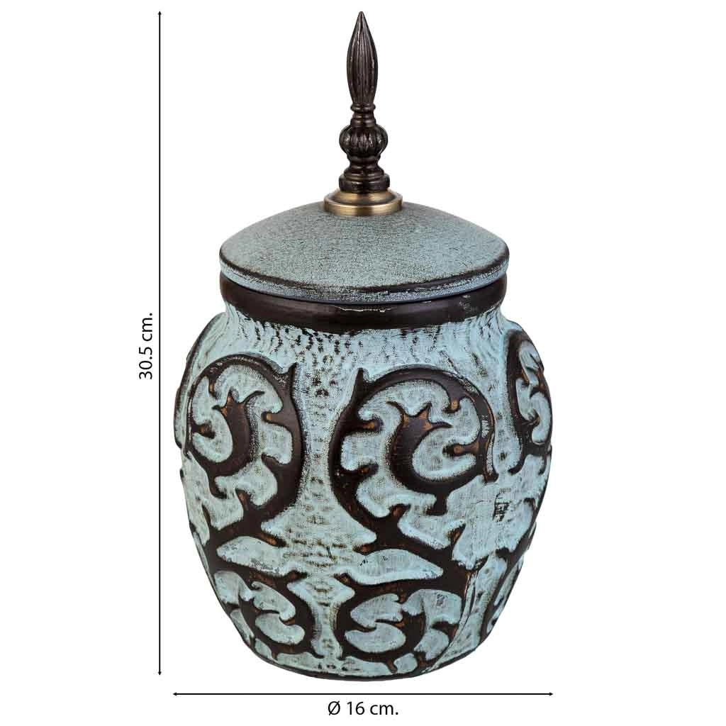 Vaso in ceramica blu, P16x30,5h cm