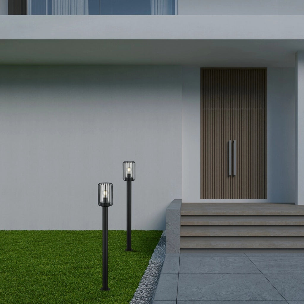 Lampada giardino paletto industriale nera 100cm E27 IP44 Tarpa