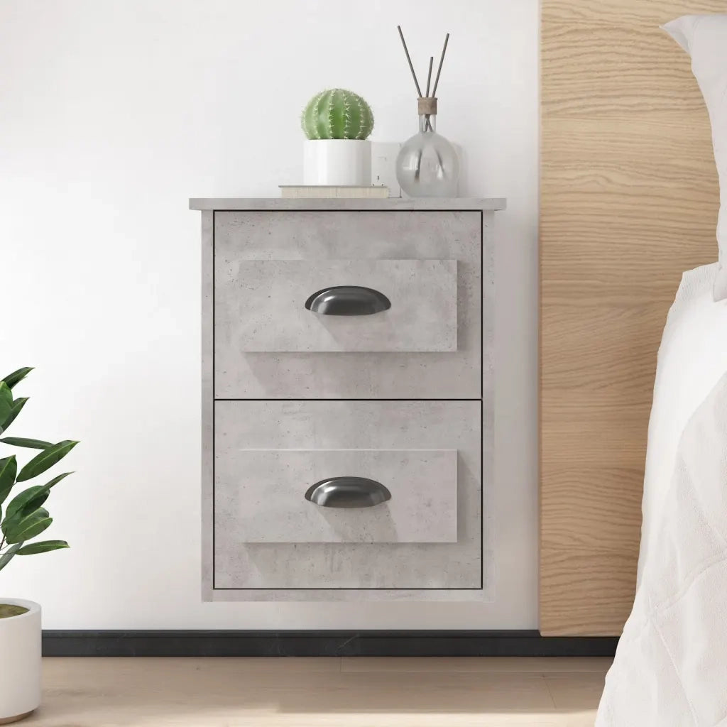 Comodino | Armadio da Notte | Mobiletto da notte a Parete Grigio Cemento 41,5x36x53 cm