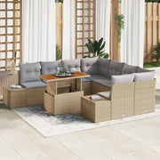 Set da Pranzo per Giardino con cuscino 9 pcs Beige e grigio 3349944