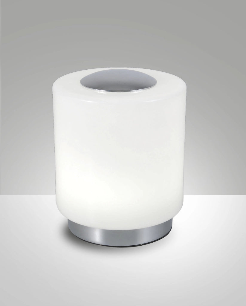 Simi Lampada da Tavolo LED Integrato Struttura in Metallo e Vetro Soffiato Cromo 8W 3000K Warm White Dimmerabile al Tocco, Codice 3257-30-138