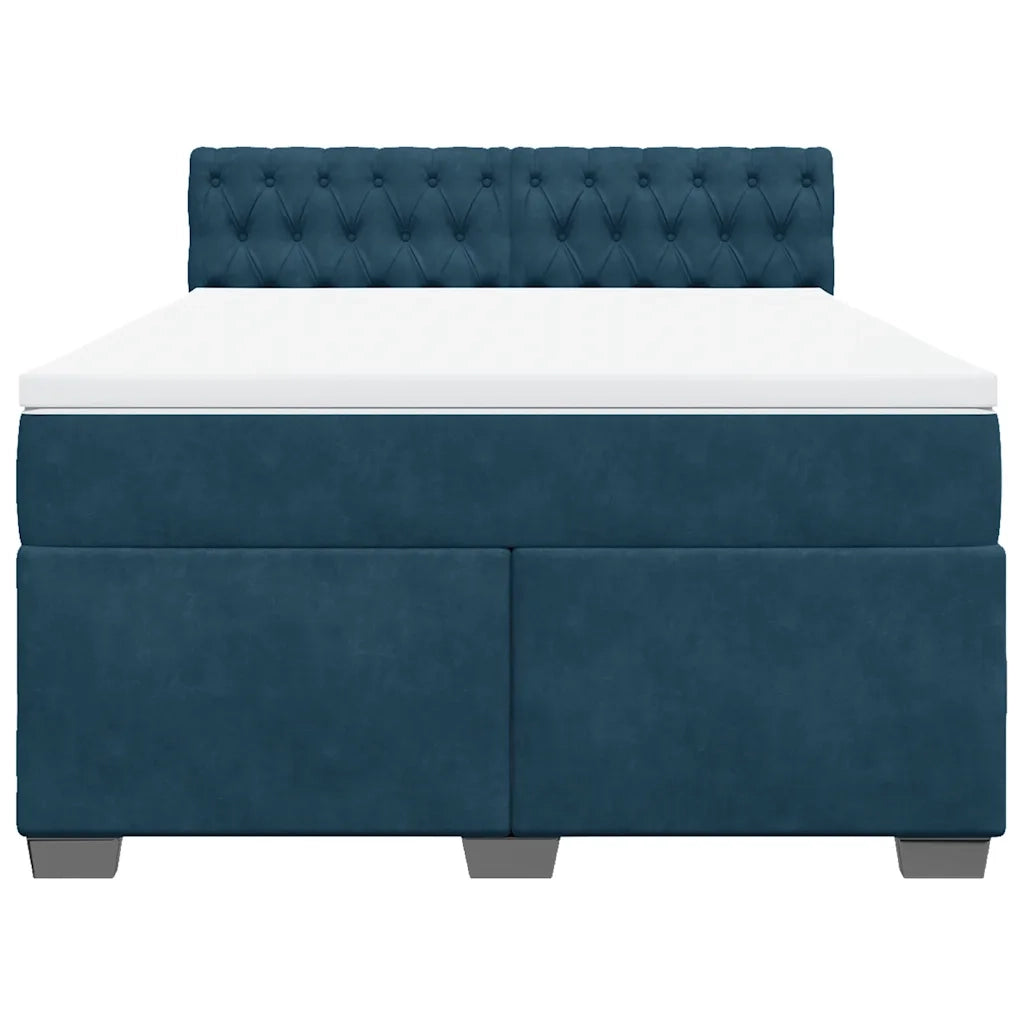 Giroletto a Molle con Materasso Blu 160x200 cm in Velluto