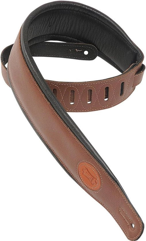 Cinture per chitarra 2,5" con schienale in pelle e logo personalizzato - marrone