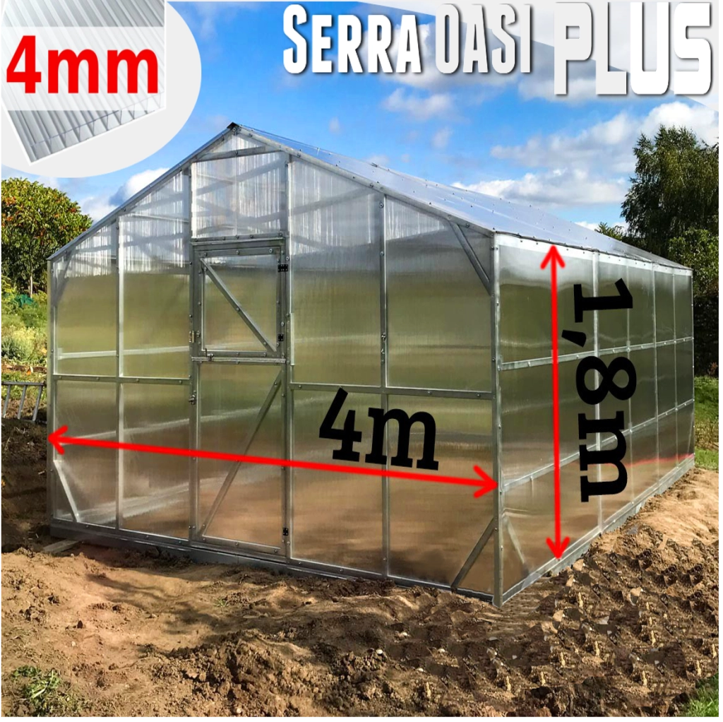 Serra Oasi PLUS 4x8m con copertura policarbonato alveolare 4mm