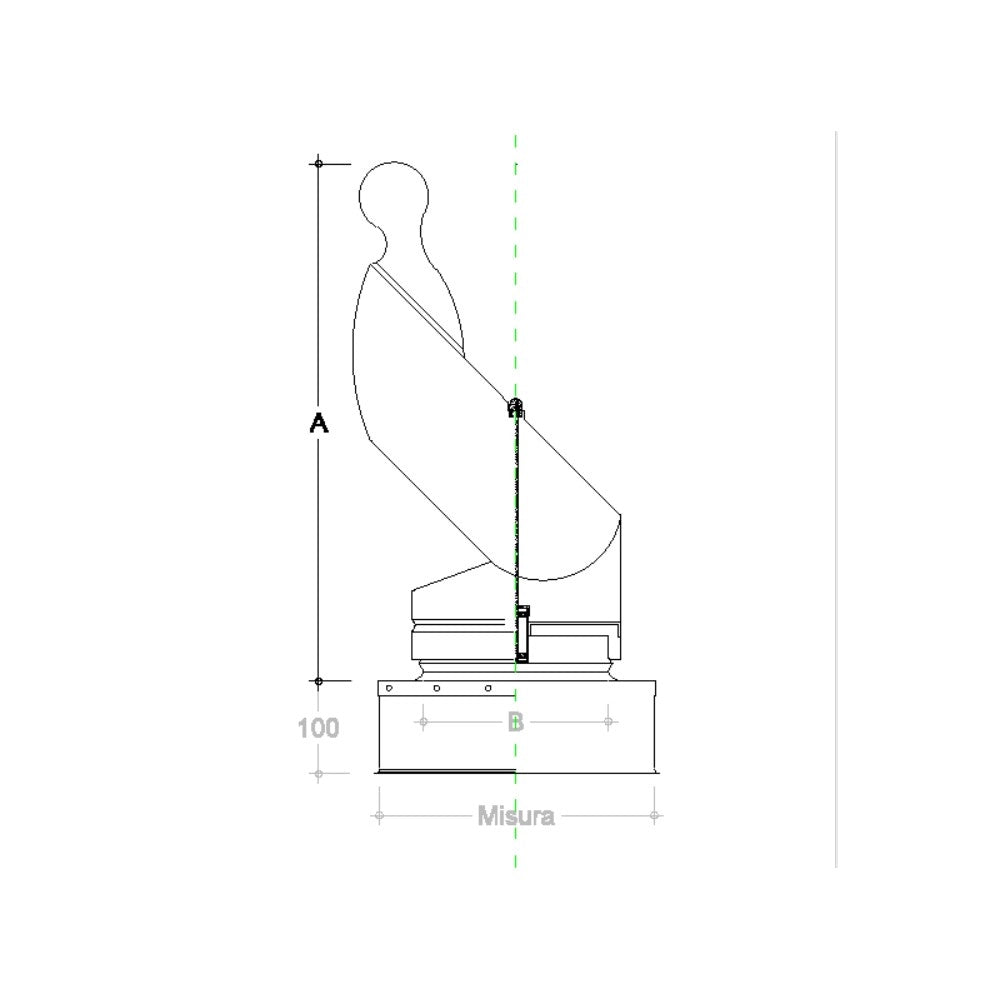 Fumaiolo gallo 20x20cm in acciaio inox base quadra