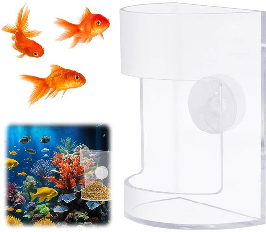 Bacino per acquario con aspirazione - Automatizzatore per alimenti per acquario - Translucido - Plastica - Alta durata - Esperienza di utilizzo confortevole - Alimentatore per acquario