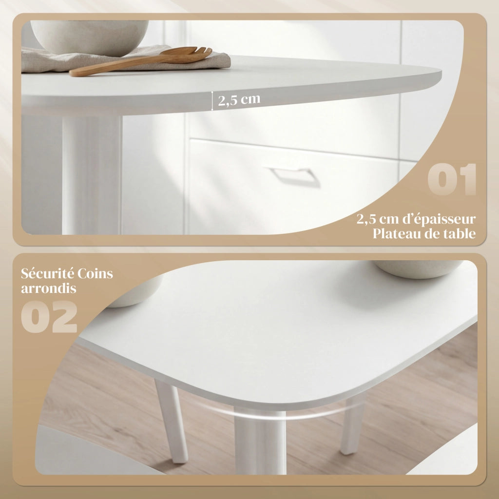 Tavolo da pranzo allungabile quadrato moderno ¨C zephmum ¨C effetto legno bianco 70x70 cm