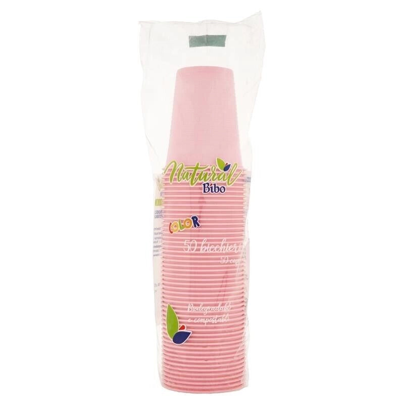 MAURY'S BIOPLASTIC BICCHIERI 200 ML 50 PEZZI IN COLORAZIONE ROSA