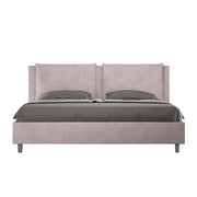 BS COM Letto senza rete imbottito 180x200 microfibra glicine