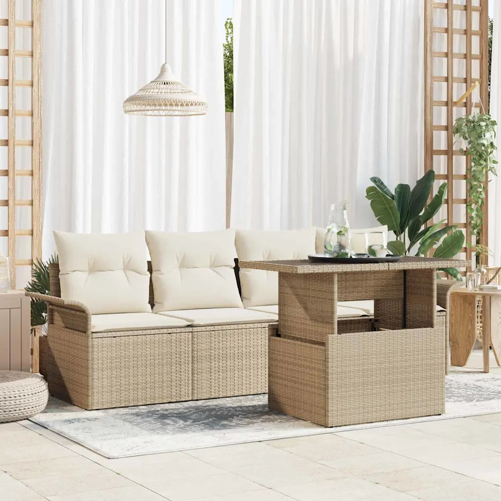 Set Divano da Giardino con cuscino 5 pcs Beige polyrattan 3348187