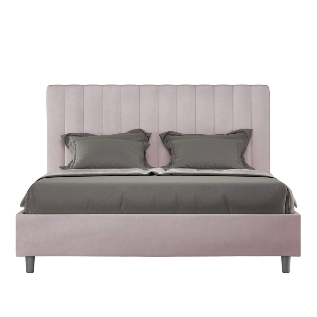 Letto una piazza e mezza con rete imbottito 130x210 microfibra glicine Agueda