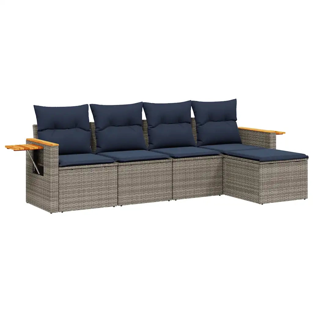 Set Divani da Giardino 5 pz con Cuscini Grigio in Polyrattan 3226761