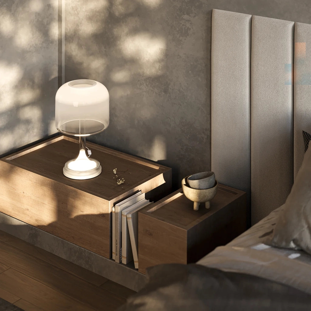 Maytoni Lampada da tavolo contemporanea Spirito 1 luce LED integrato bianco metallo vetro fumé