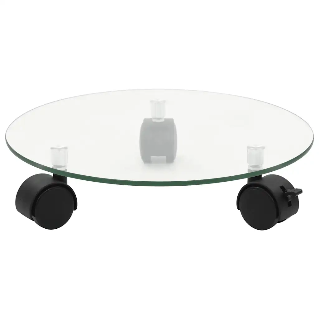 Pedane con Ruote per Piante 2pz in Vetro Temperato Rotondo 28cm cod mxl 65018