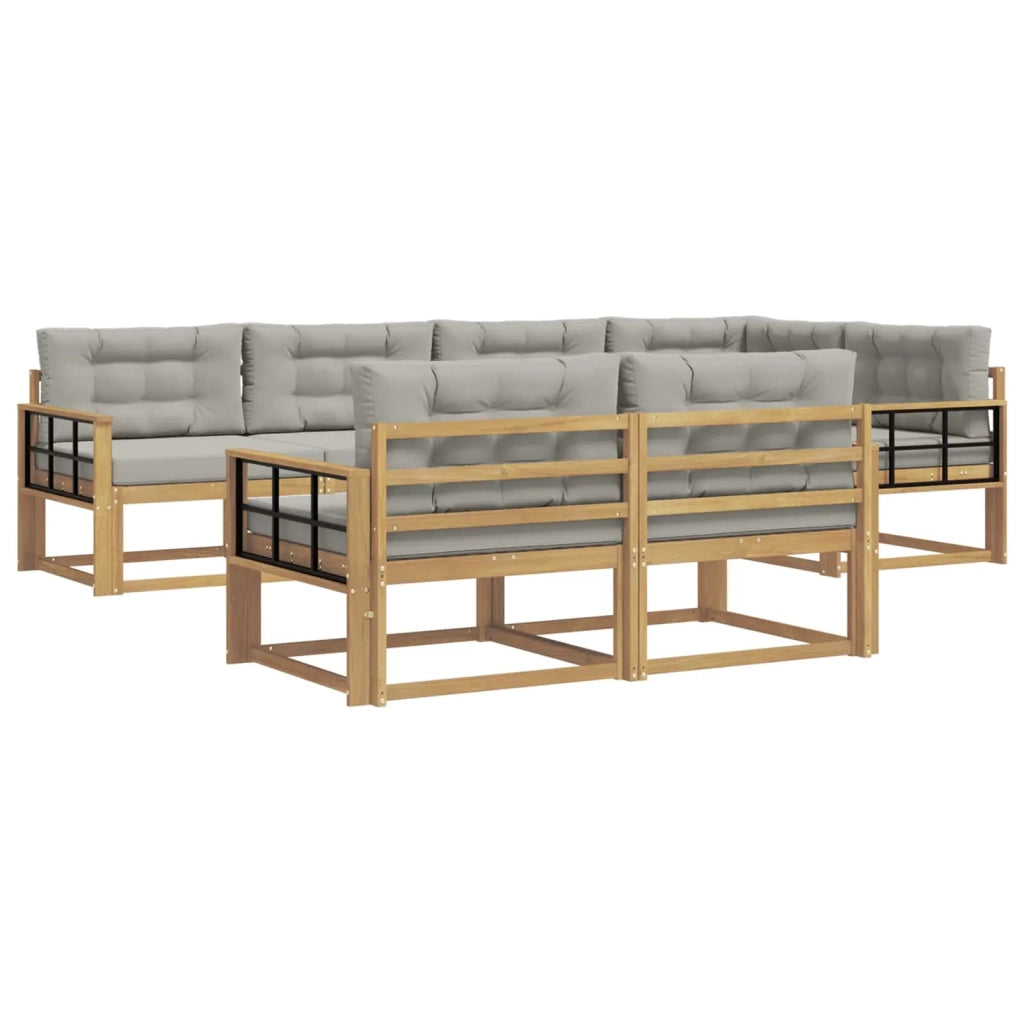 Set di divani da esterno 6 pz Bianco e Grigio Chiaro Poliestere 3386595
