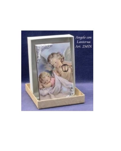 Quadretto quadro decorativo argento laminato angelo 7 x 12 cm