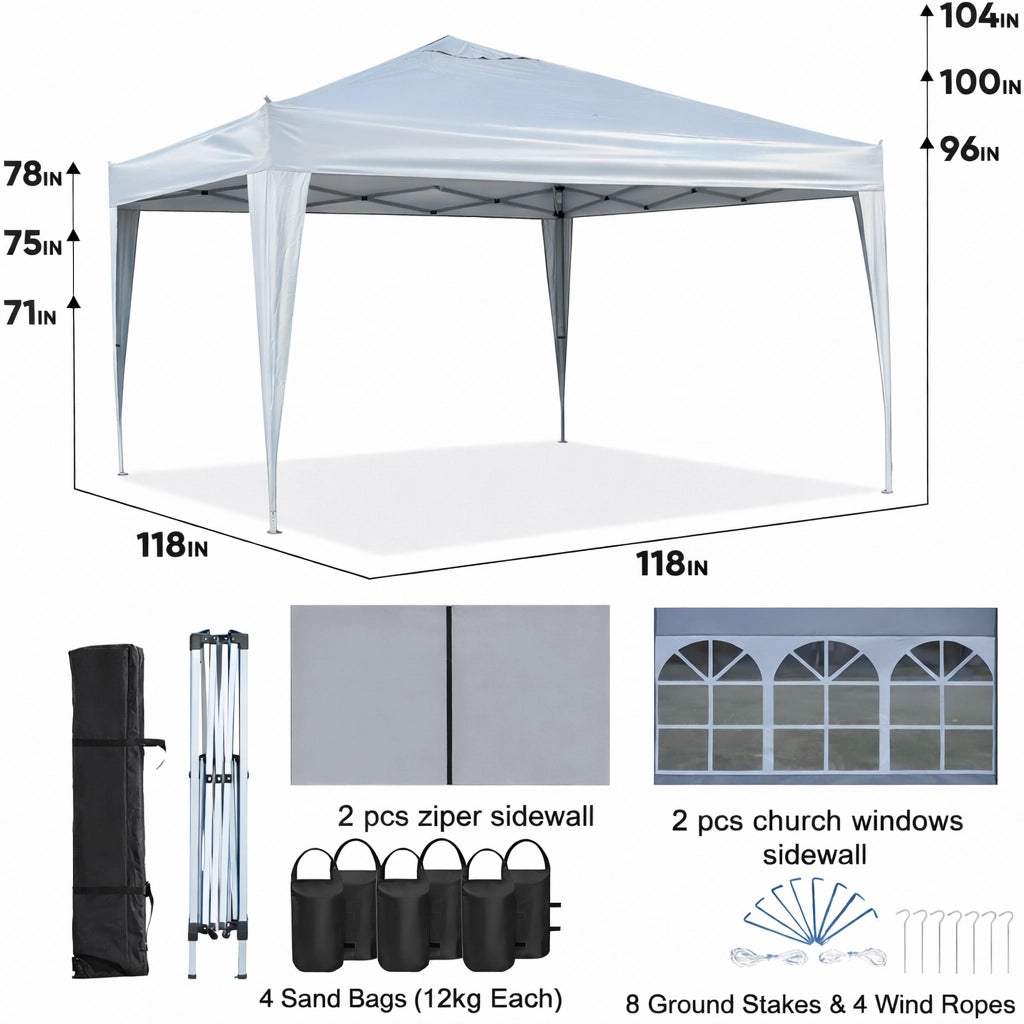 Gazebo Pieghevole 3x3m ¨C MINIMAL ¨C Impermeabile, Acciaio, 4 Pareti, UV 50+, Giardino