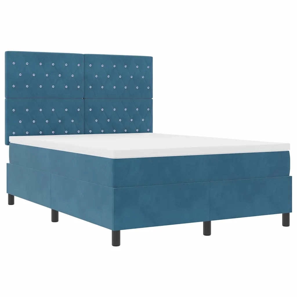 Letto a molle con materasso Blu Scuro 140 x 200 cm Velluto 3339774