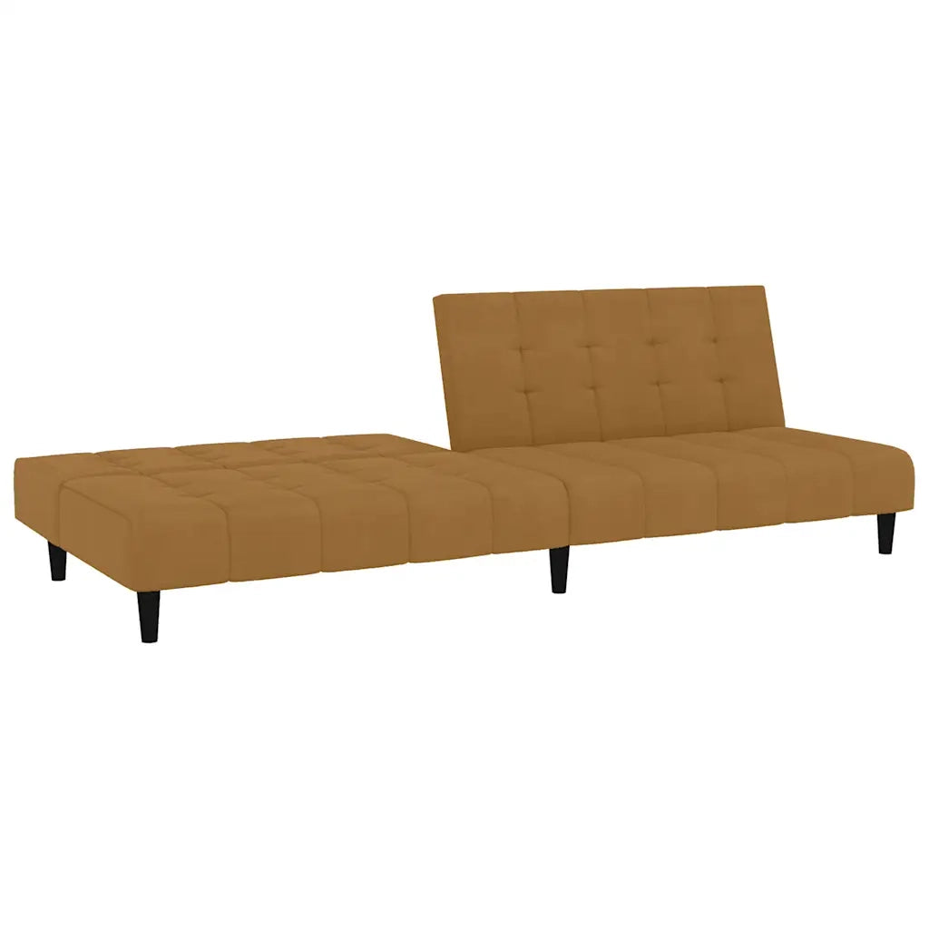 Divano Letto a 2 Posti Marrone in Velluto 375771