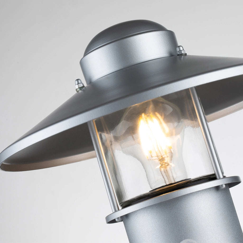 Lampada da esterno a colonna con sensore argento E27 60W Elstead