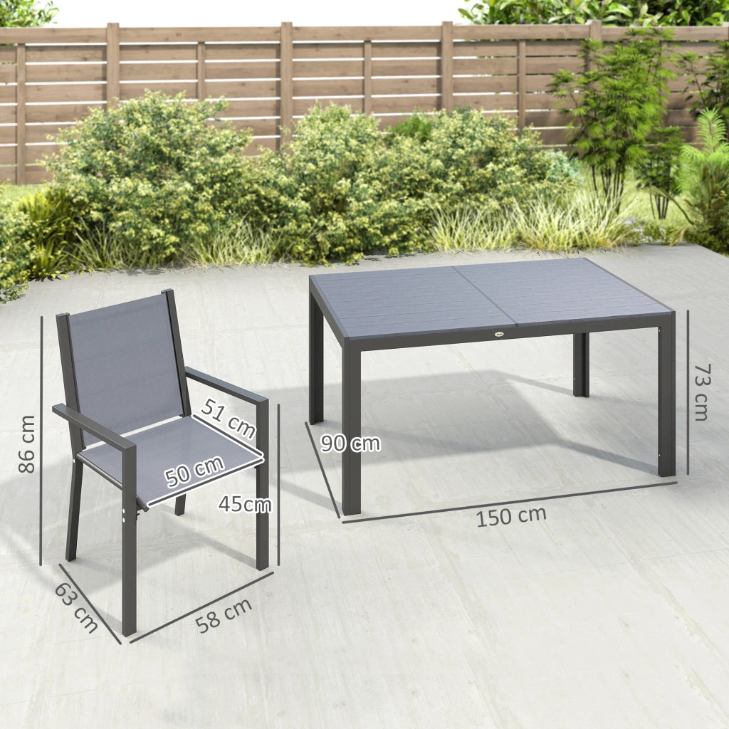 Set Tavolo e Sedie da Giardino ¨C Minimal ¨C Grigio, Acciaio, 4 Pezzi