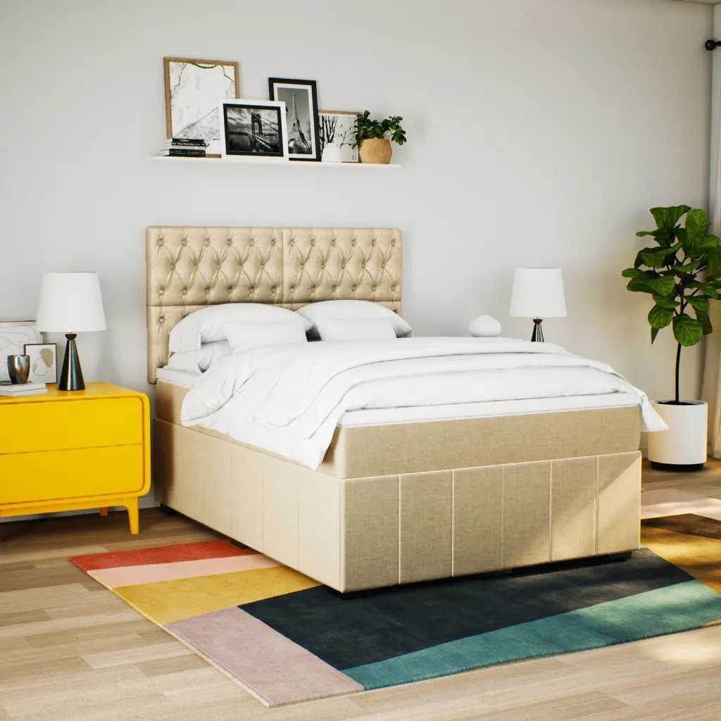 Giroletto a Molle con Materasso Crema 140x200 cm in Tessuto 3291703