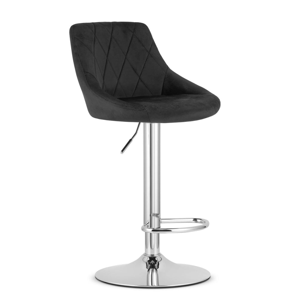 Set di 2 Sgabelli da Bar Kast in Velluto Nero e Cromo