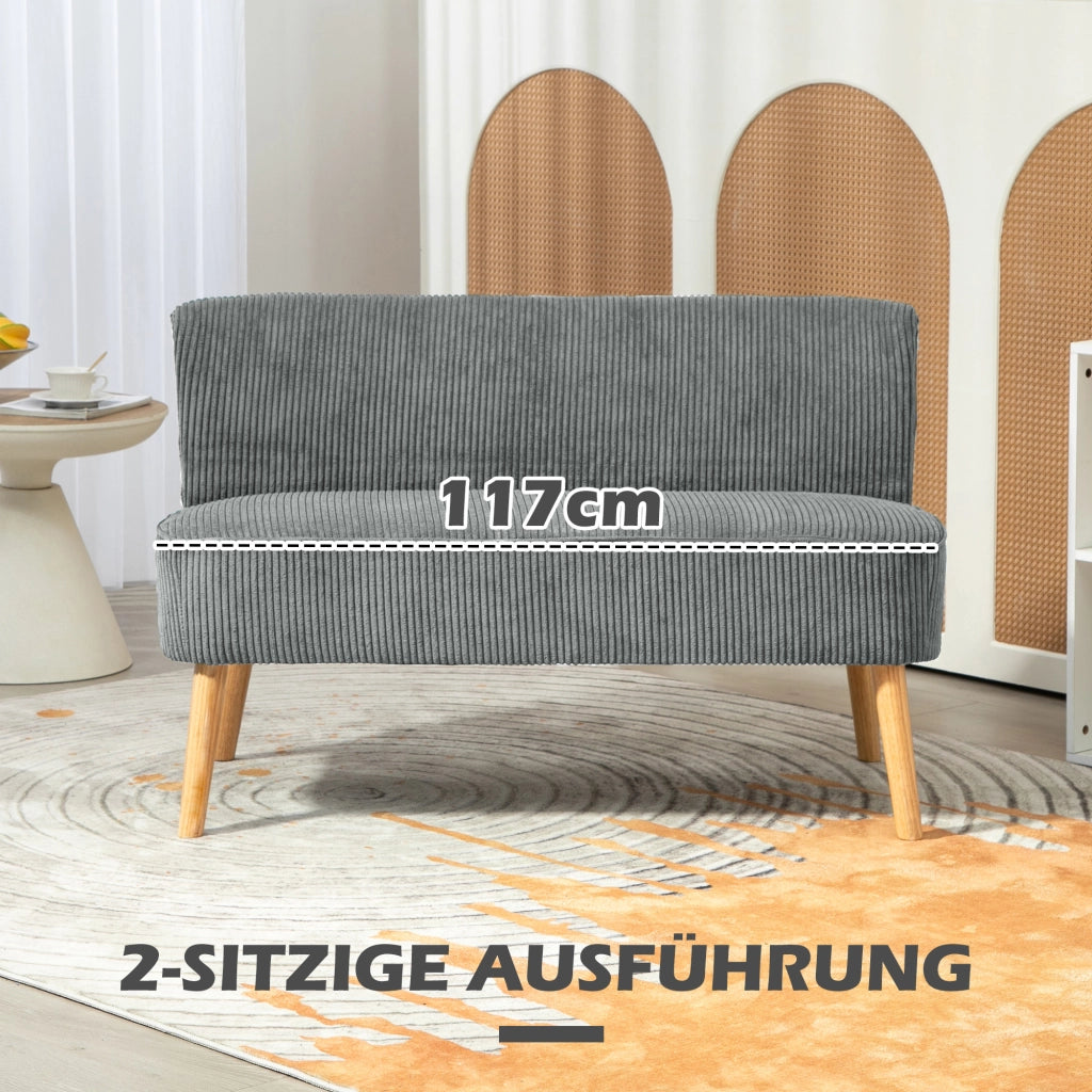 Divano 2 posti in velluto grigio ¨C Xylo ¨C 117x56.5x77 cm