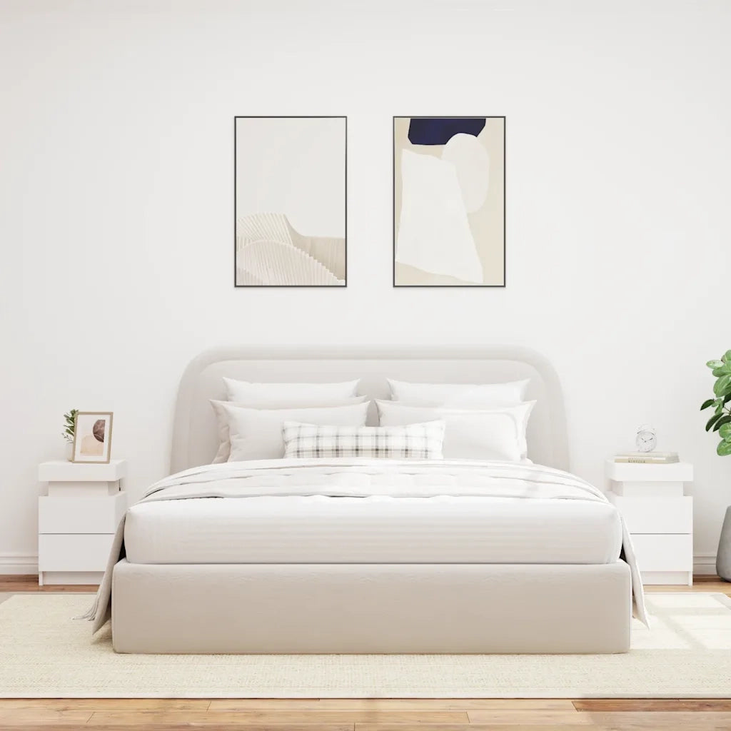 Set di 2 Comodini | Armadio da Notte | Mobiletto da notte con Luci LED Bianchi 35x39x55 cm