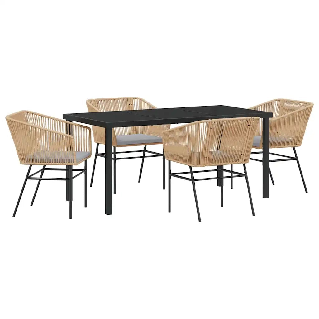 Set da Pranzo per Giardino con cuscino 5 pcs Marrone