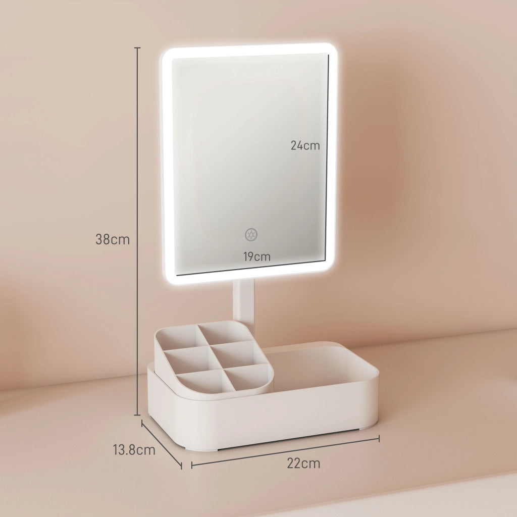 Specchio da Trucco con Luce e Organizer ¨C Minimal ¨C Bianco