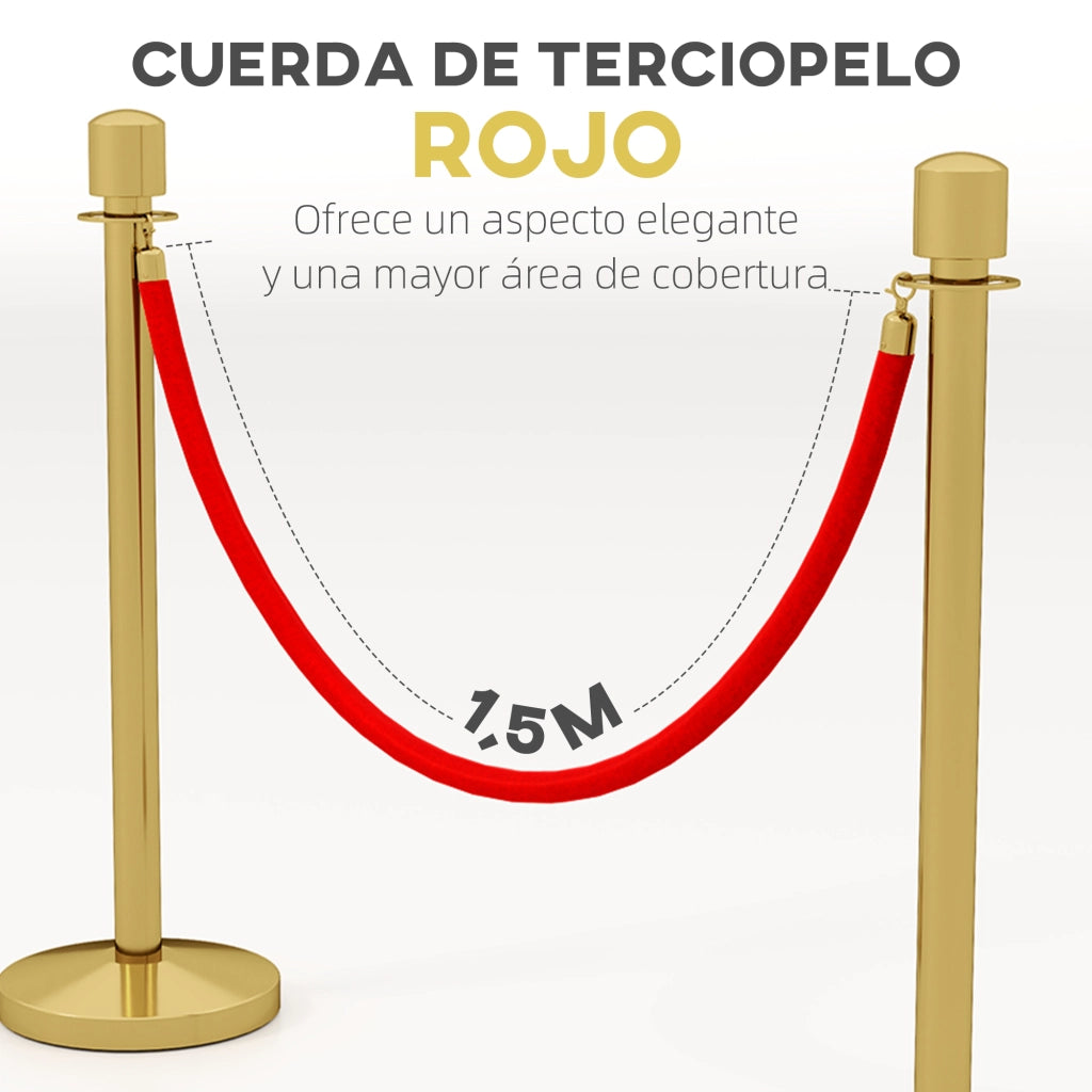 Separatori per ambienti ¨C Minimal ¨C Acciaio inox con base dorata e corda rossa