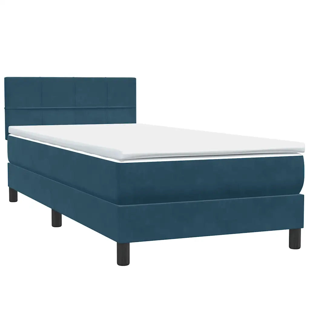Letto a Molle con Materasso e LED Blu Scuro 80x210 cm Velluto 3316861