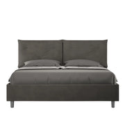 BS COM Letto queen size contenitore imbottito 150x190 microfibra grigio Large