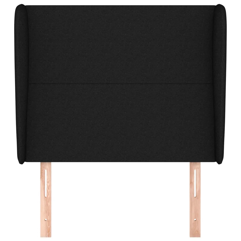 Testiera | Testata ad Orecchio Nera 93x23x118/128 cm in Tessuto