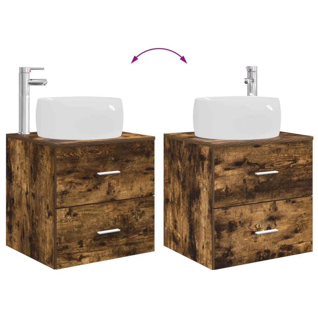 Set di mobili per il bagno 2 pz Rovere Fumo 3404004