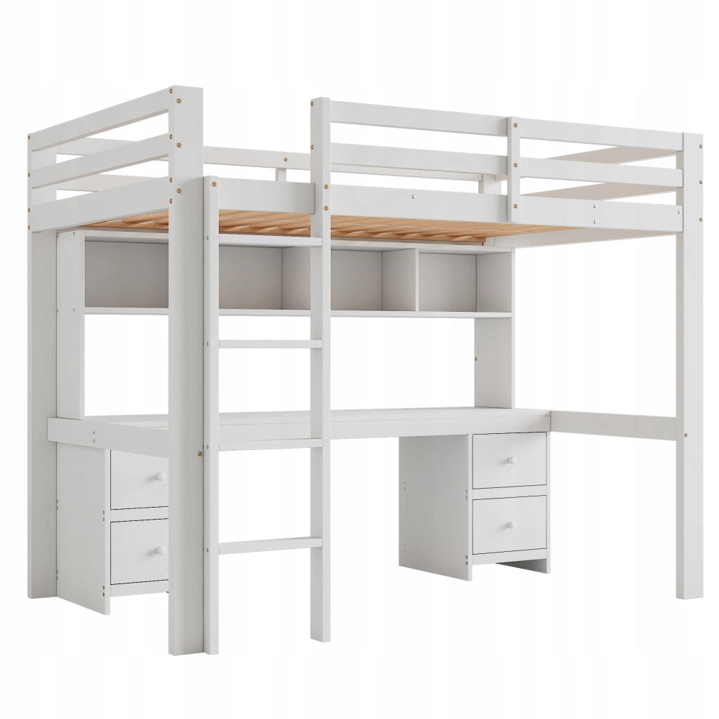 Letto a castello 90x200 bianco con scrivania - Xylo