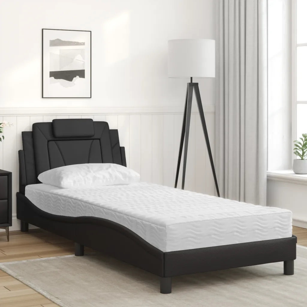 Letto Viana con Materasso Nero 90x190 cm in Similpelle