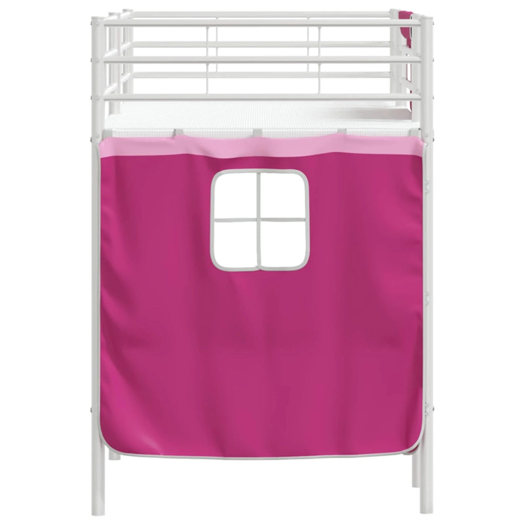 Struttura del Letto Loft per Bambini con Tendine-Giroletto per bambini Bianco e Rosa 356170