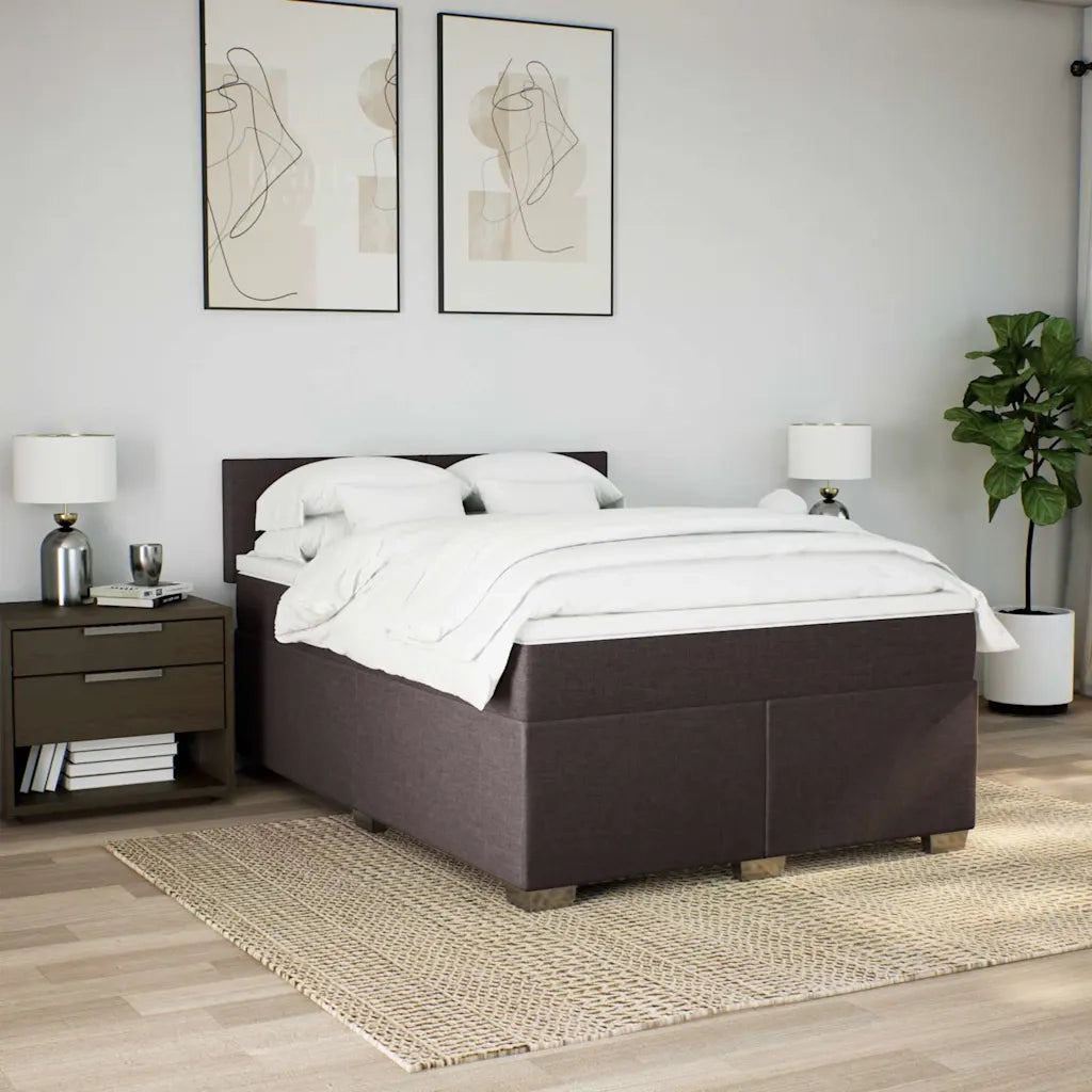 Giroletto a Molle con Materasso Marrone Scuro 140x190cm Tessuto 3285879
