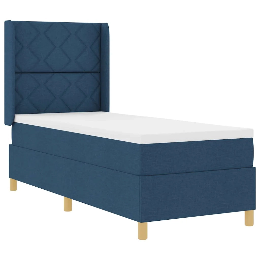 Letto a molle con materasso Blu 140 x 200 cm Tessuto