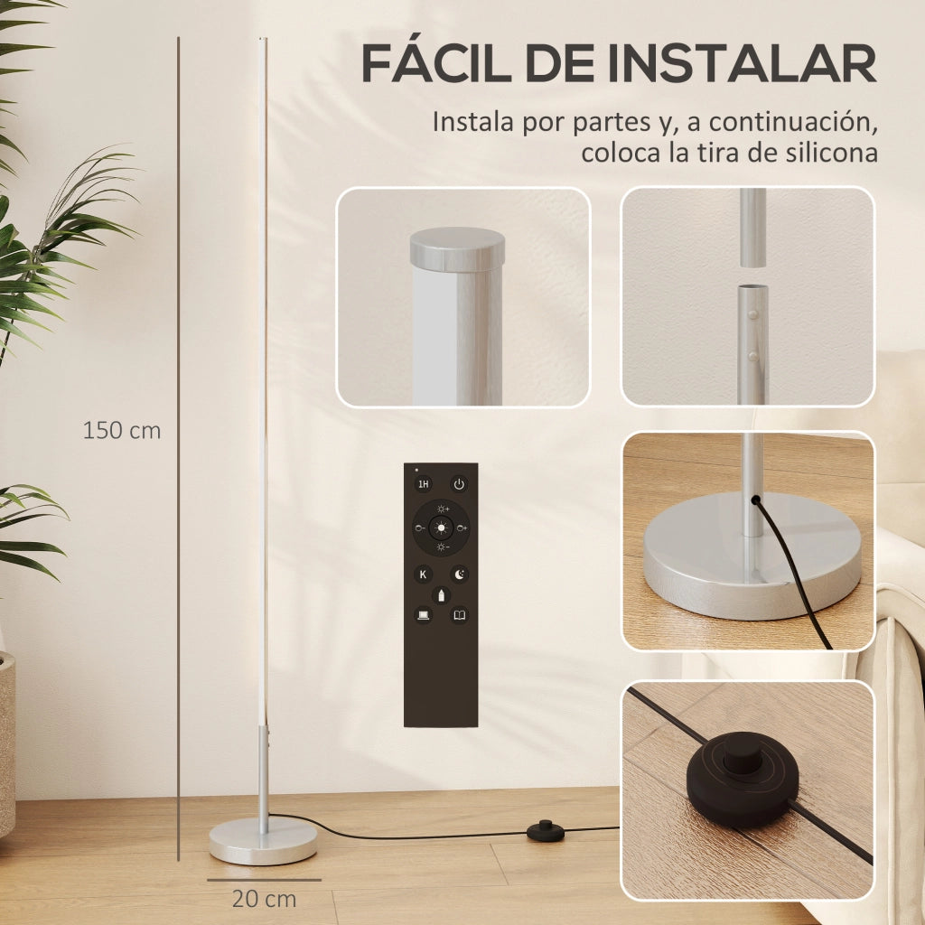 Lampada da Terra Moderna ¨C Minimal ¨C Grigio Argento