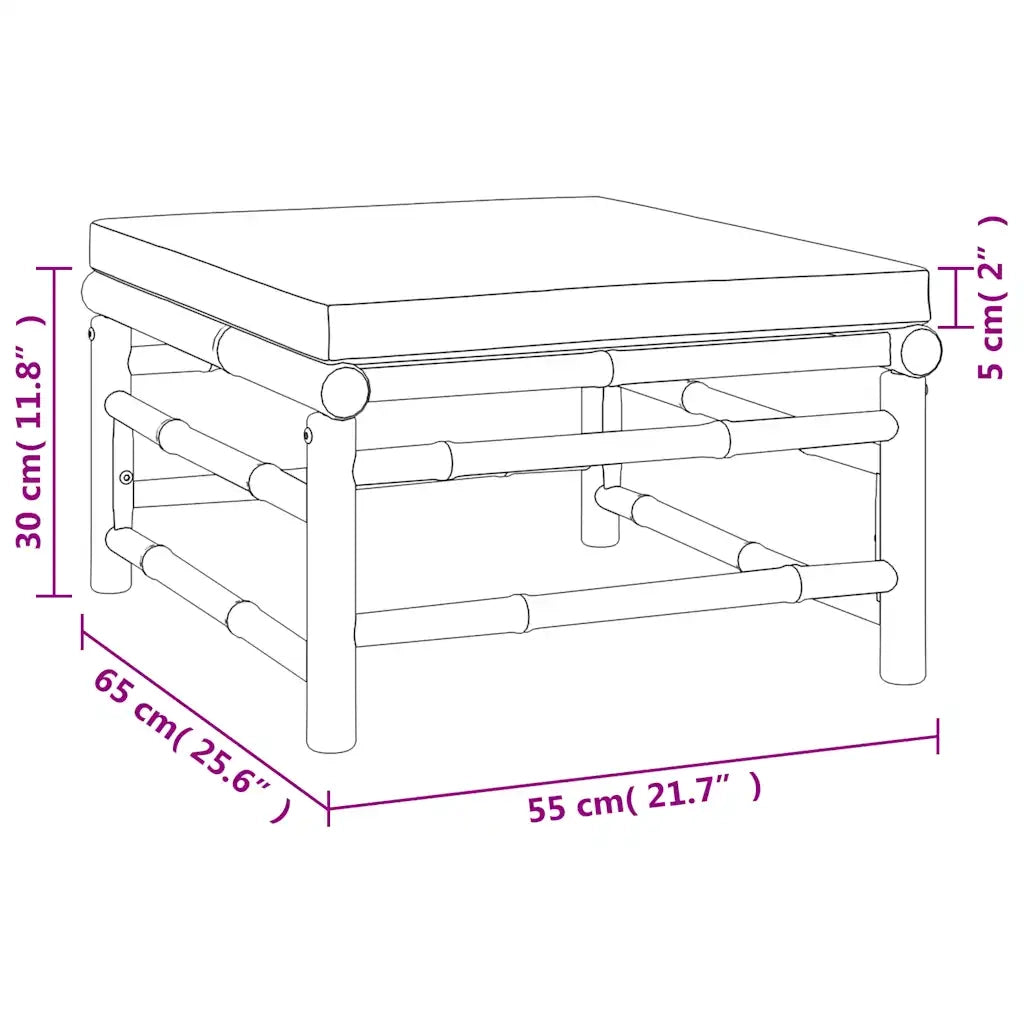 Set Salotto da Giardino 3pz con Cuscini Tortora Bambù 362283